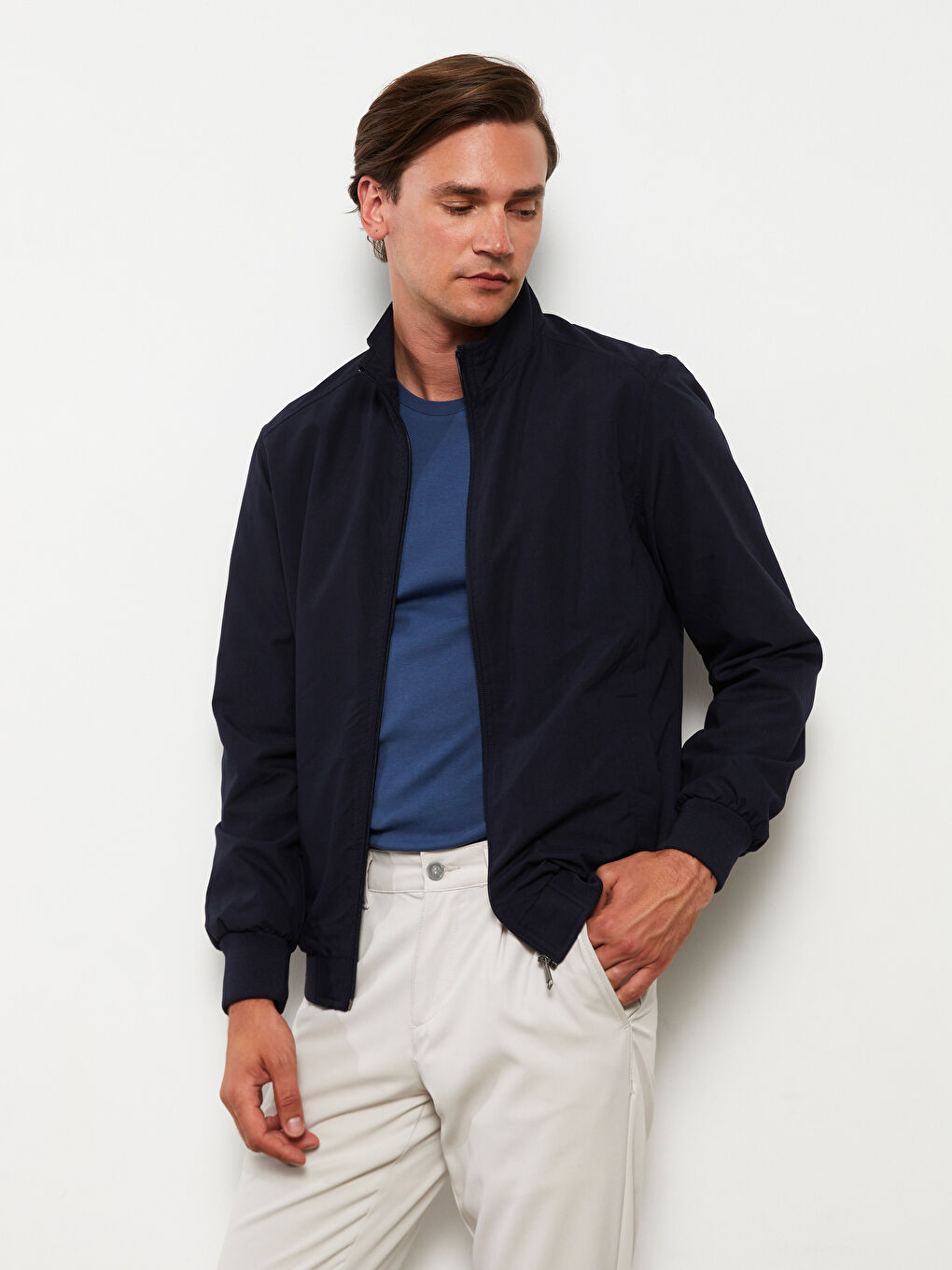 Standard Fit Funnel Neck Men's Coat-1