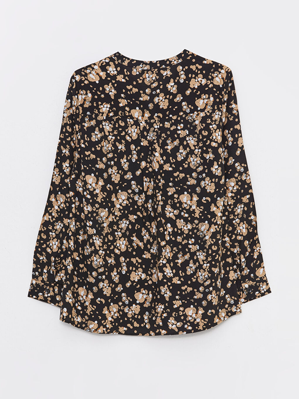 Encolure Henley Fleur Manches Longues Viscose Blouse pour Femmes-6
