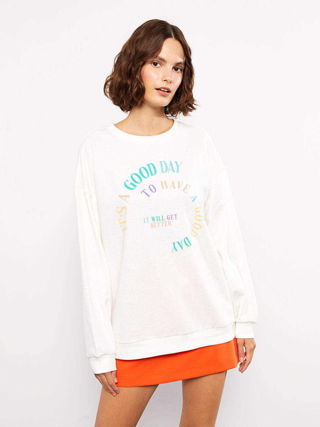 Crew Neck Printed Long Sleeve Women's Sweatshirt-1