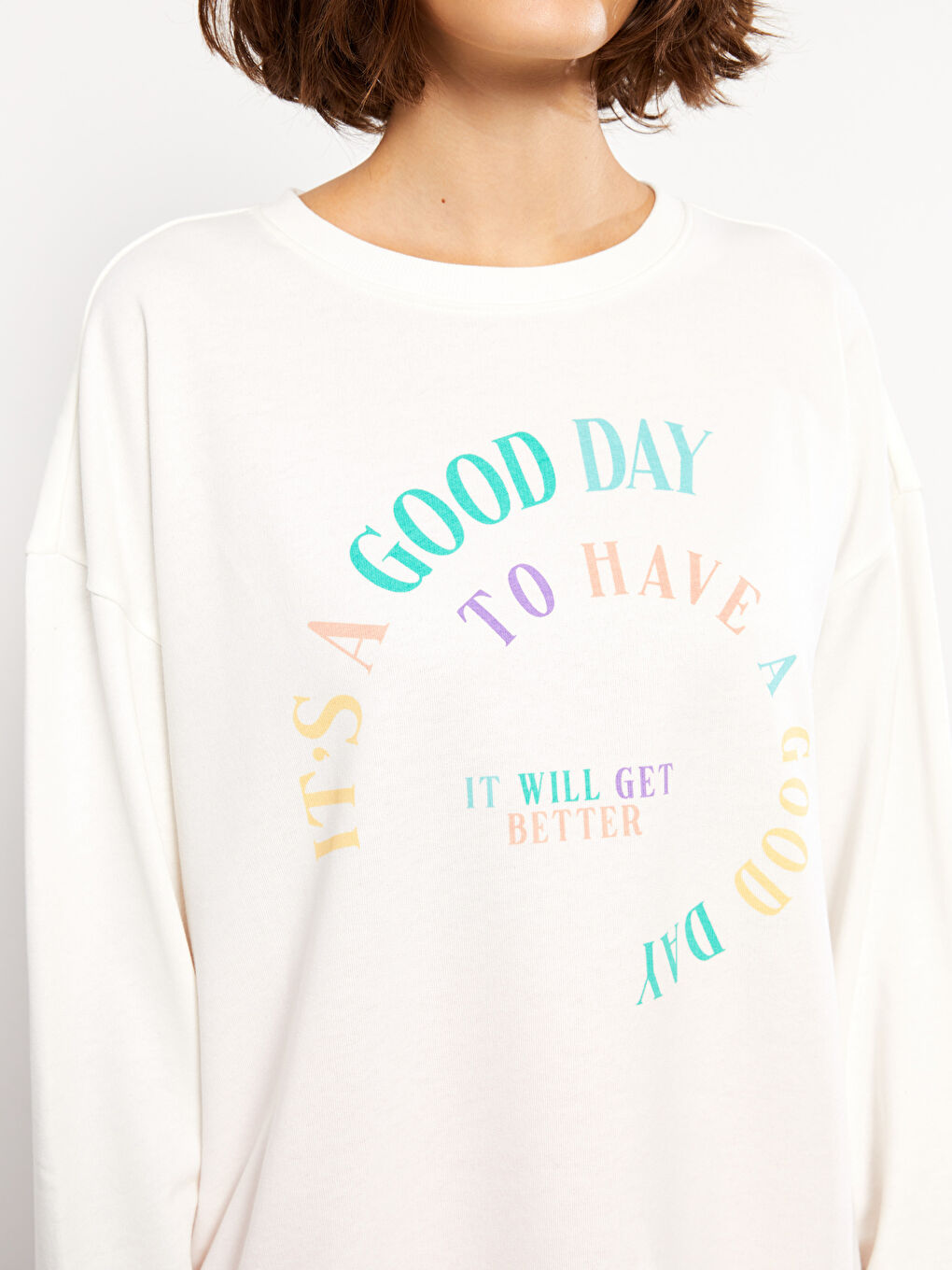 Crew Neck Printed Long Sleeve Women's Sweatshirt-3