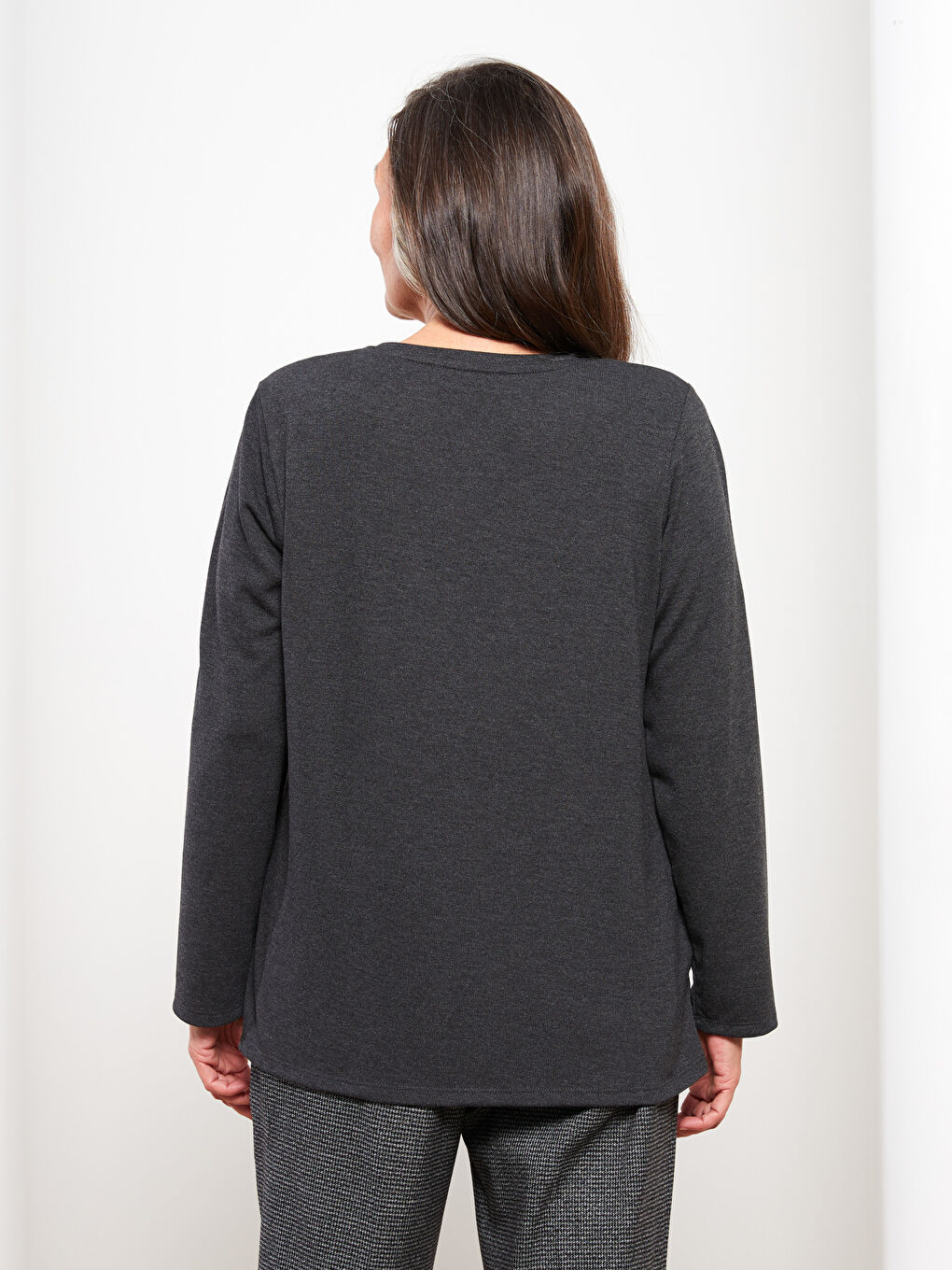 LCW Grace Crew Neck Patterned Long Sleeve Women's Blouse -W2EJ68Z8-L8N