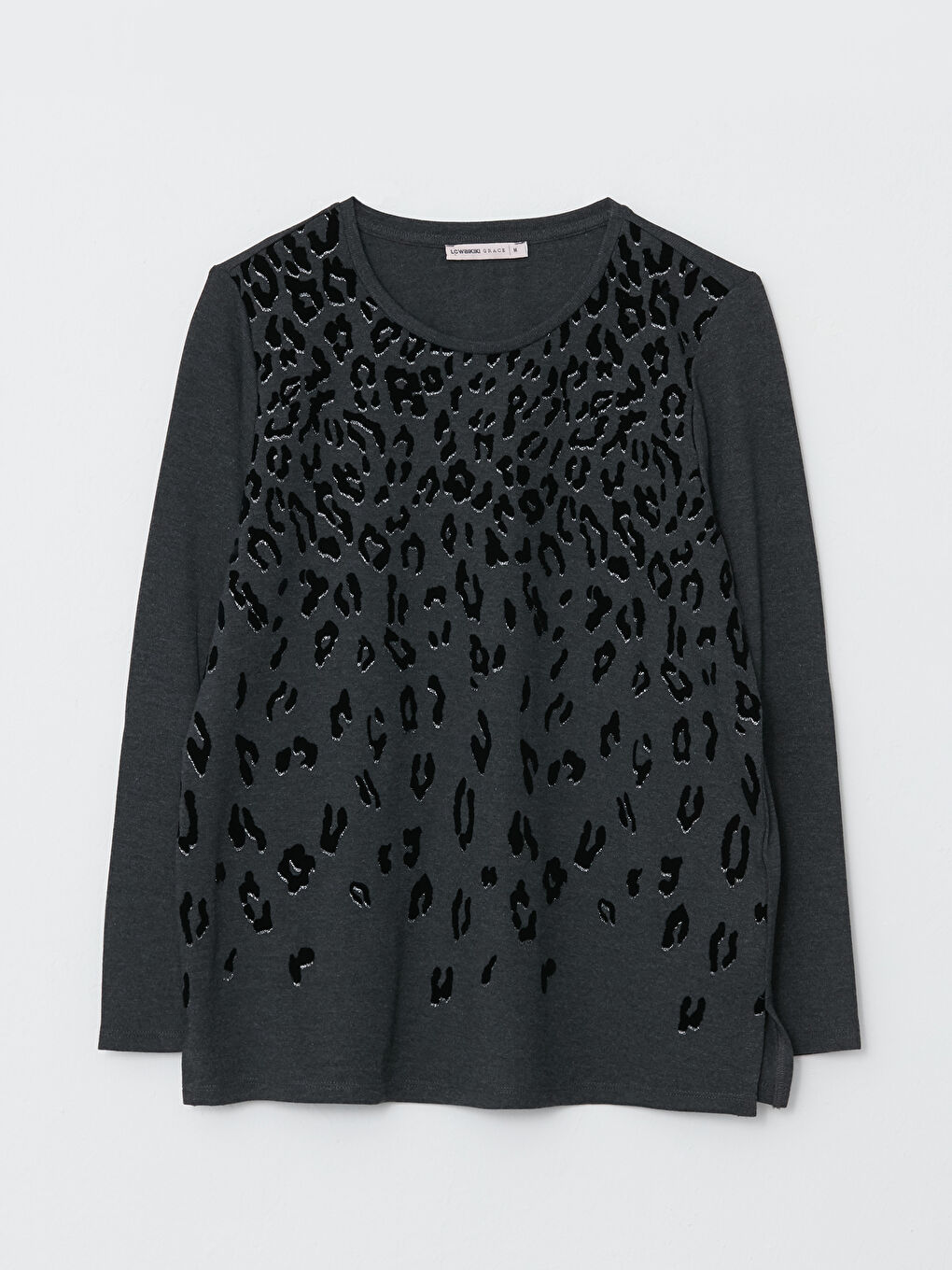 LCW Grace Crew Neck Patterned Long Sleeve Women's Blouse -W2EJ68Z8-L8N