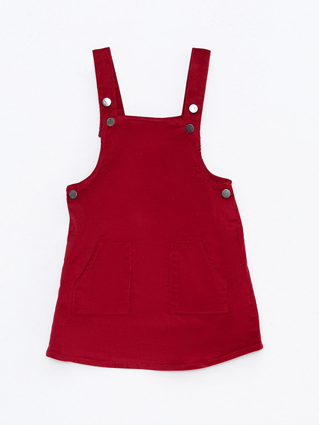 Bordo Kare Yaka Askılı Basic Kız Bebek Salopet Elbise