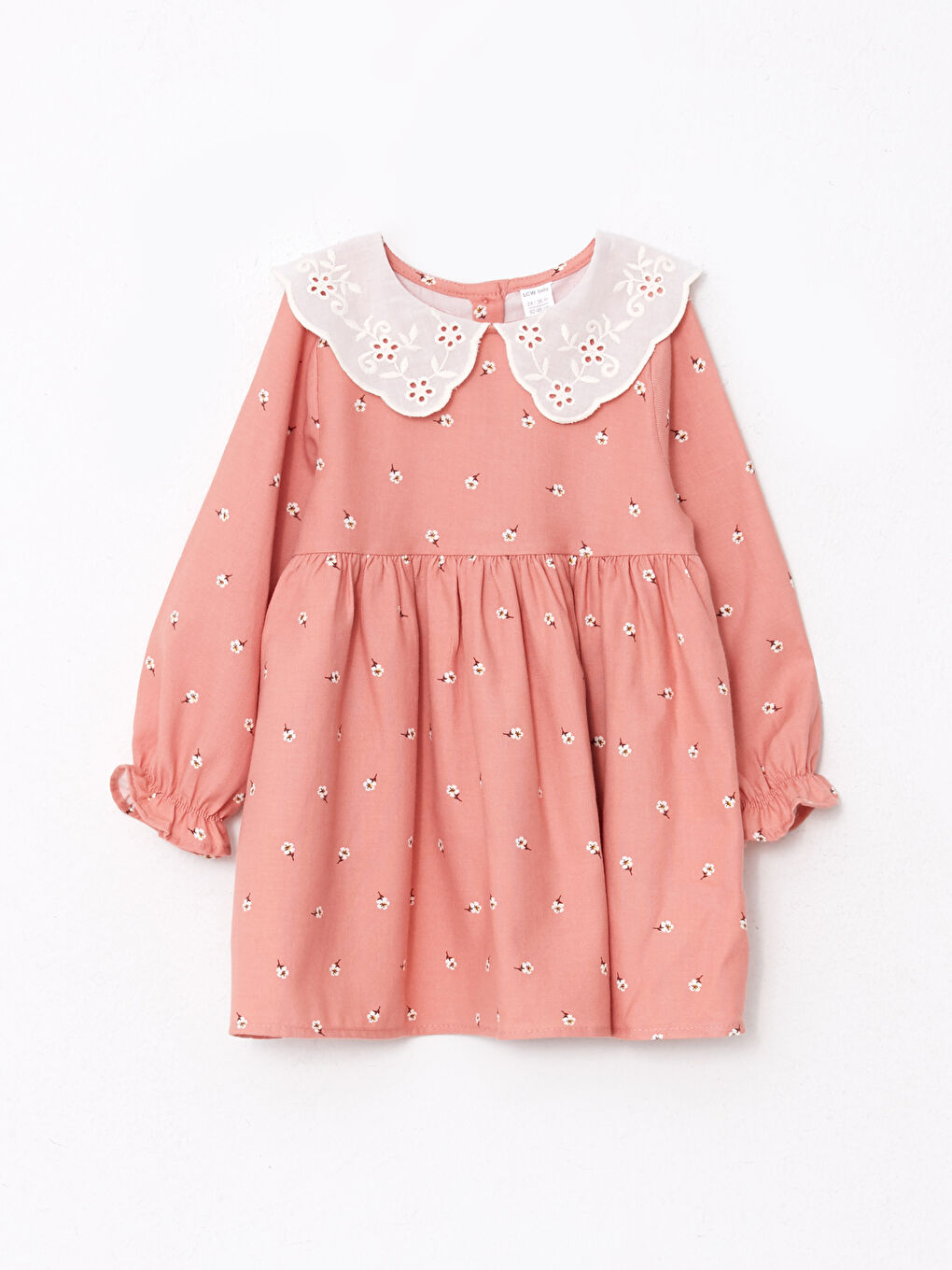 Bebe Collar Long Sleeve Printed Baby Girl Dress