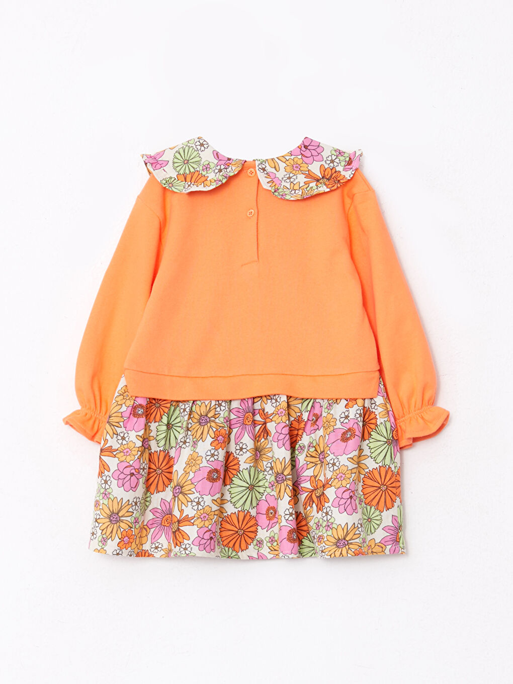 LCW baby Bebe Collar Long Sleeve Printed Baby Girl Dress -W2EJ92Z1-GLP