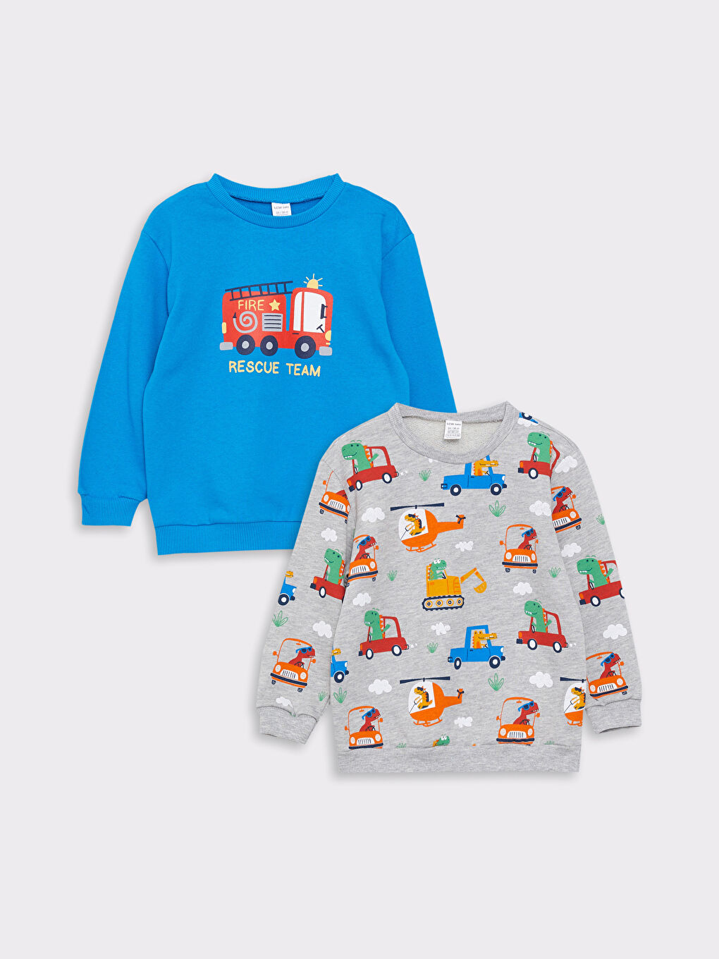 Crew Neck Long Sleeve Printed Baby Boy Sweatshirt 2-Pack
