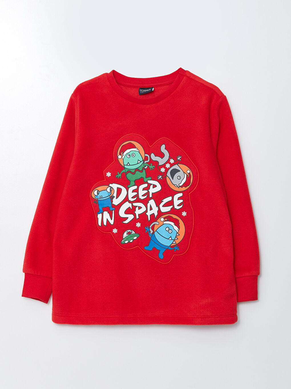 Kırmızı Bisiklet Yaka Baskılı Uzun Kollu Polar Erkek Çocuk Pijama Takımı-5