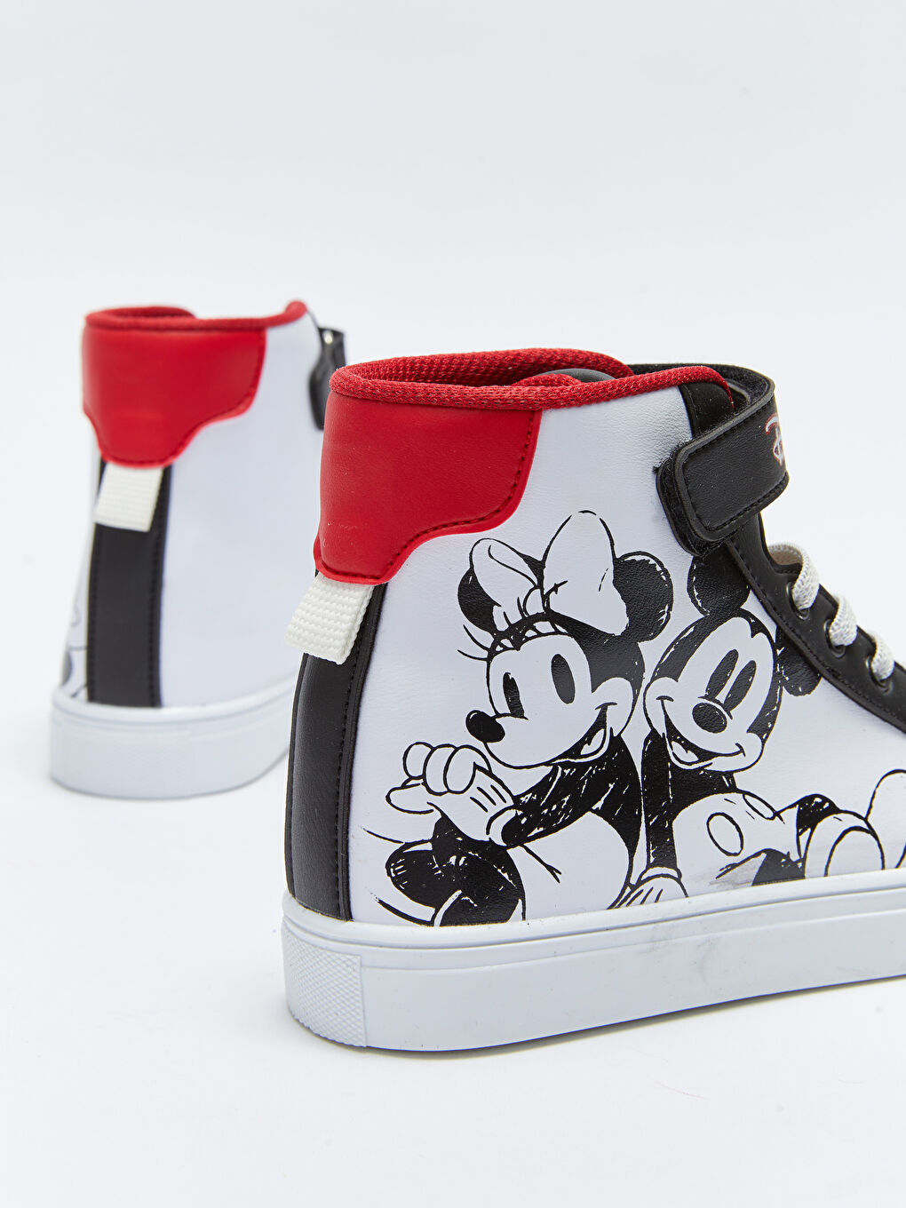 Beyaz Mickey ve Minnie Mouse Baskılı Cırt Cırtlı Bilek Boy Kız Çocuk Spor Ayakkabı.-4