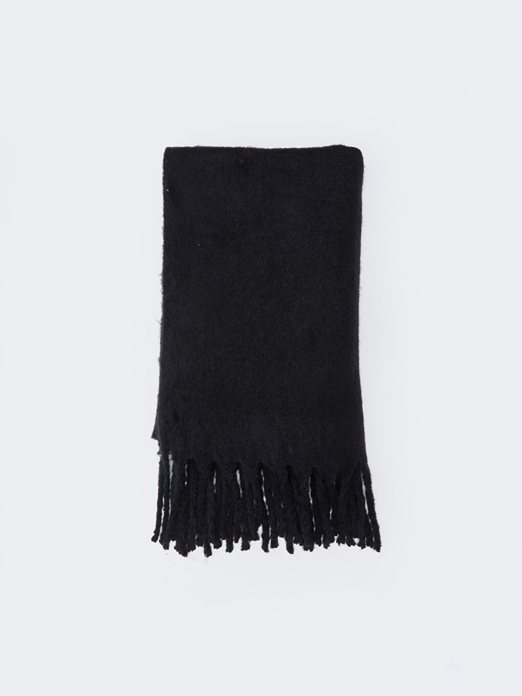 Siyah Düz Saçaklı Kadın Atkı-1