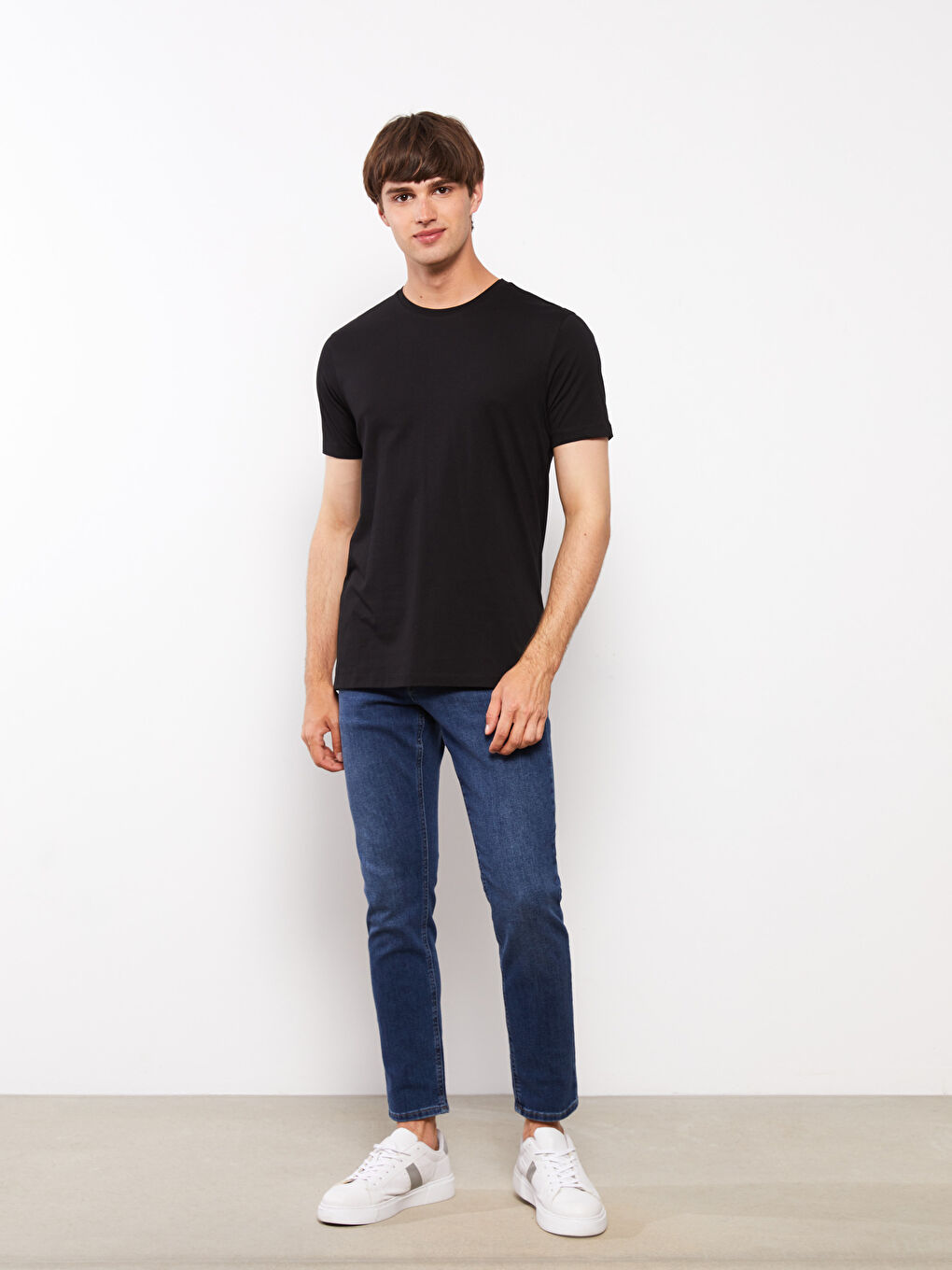 Siyah Bisiklet Yaka Kısa Kollu Basic Penye Erkek Tişört 2'li-3