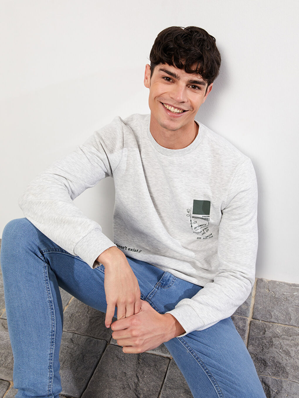 LC Waikiki Crew Neck Printed Men's Thick Sweatshirt -W2EK53Z8-LAL
