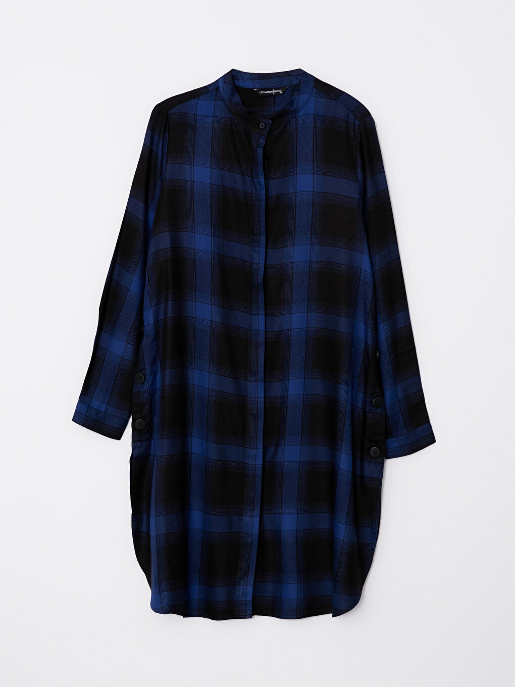 LCWAIKIKI Classic Crew Neck Plaid Long Sleeve Viscose Women's Tunic -W2EK60Z8-LN6