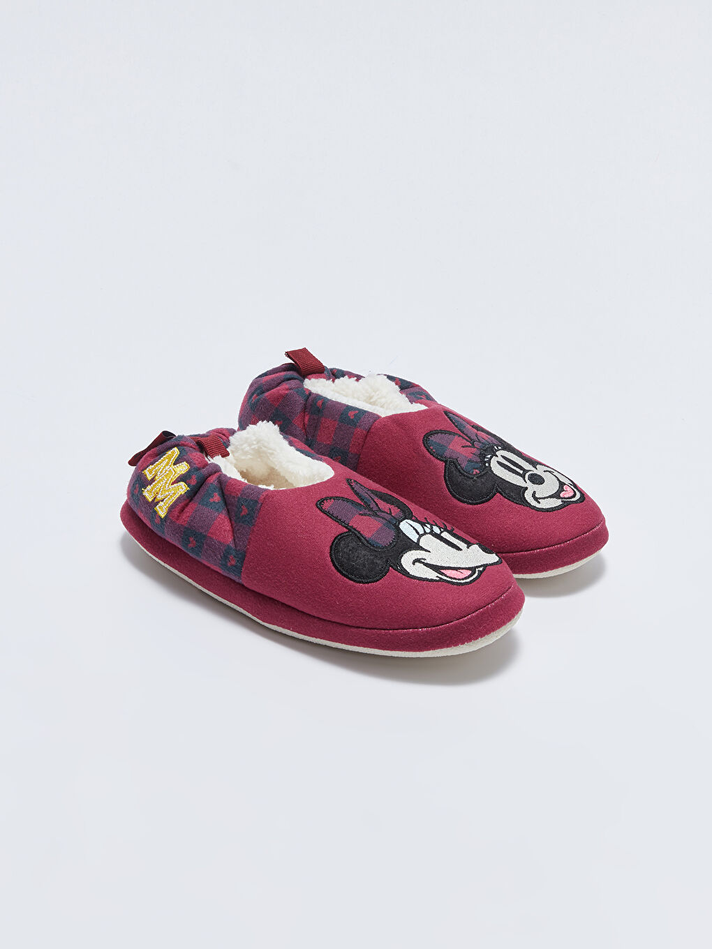 Bordo Minnie Mouse Lisanslı Kız Çocuk Ev Terliği