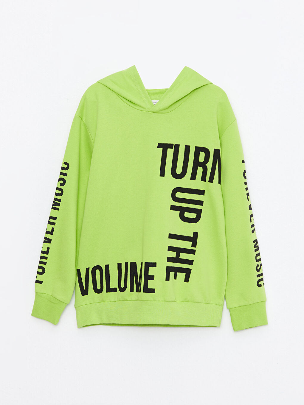 Yeşil Kapüşonlu Baskılı Uzun Kollu Erkek Çocuk Sweatshirt