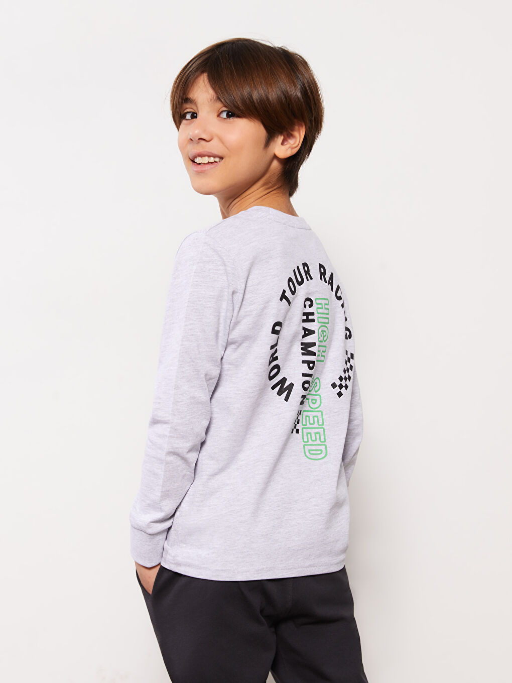 Bluza cu Mânecă Lungă Imprimată cu Guler Rotund și Pantaloni de Trening pentru Băieți-2