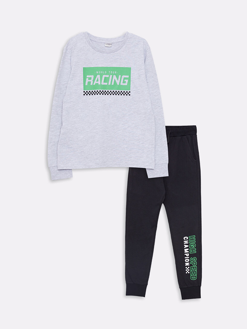 Bluza cu Mânecă Lungă Imprimată cu Guler Rotund și Pantaloni de Trening pentru Băieți-4