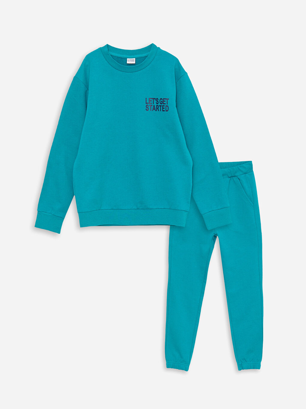 Crew Neck Printed Long Sleeve Boys' Sweatshirt and Tracksuit Bottoms