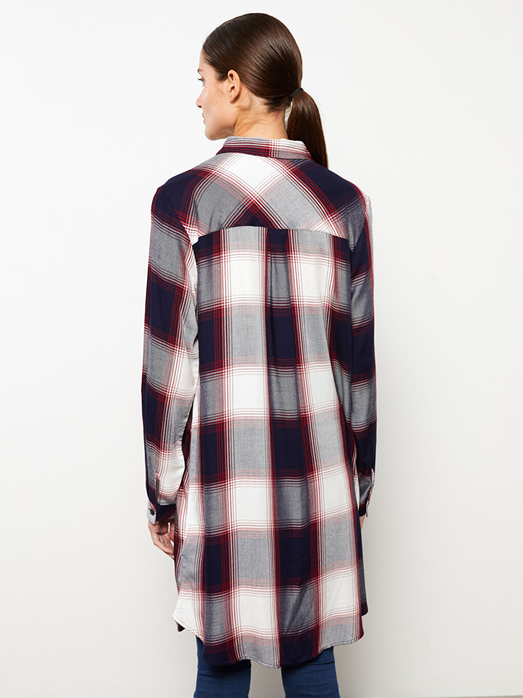 LCWAIKIKI Classic Plaid Long Sleeve Viscose Women's Shirt Tunic -W2EK83Z8-LN6