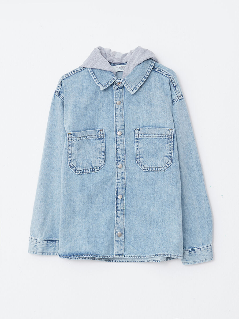 Hooded Basic Long Sleeve Boy Jean Shirt