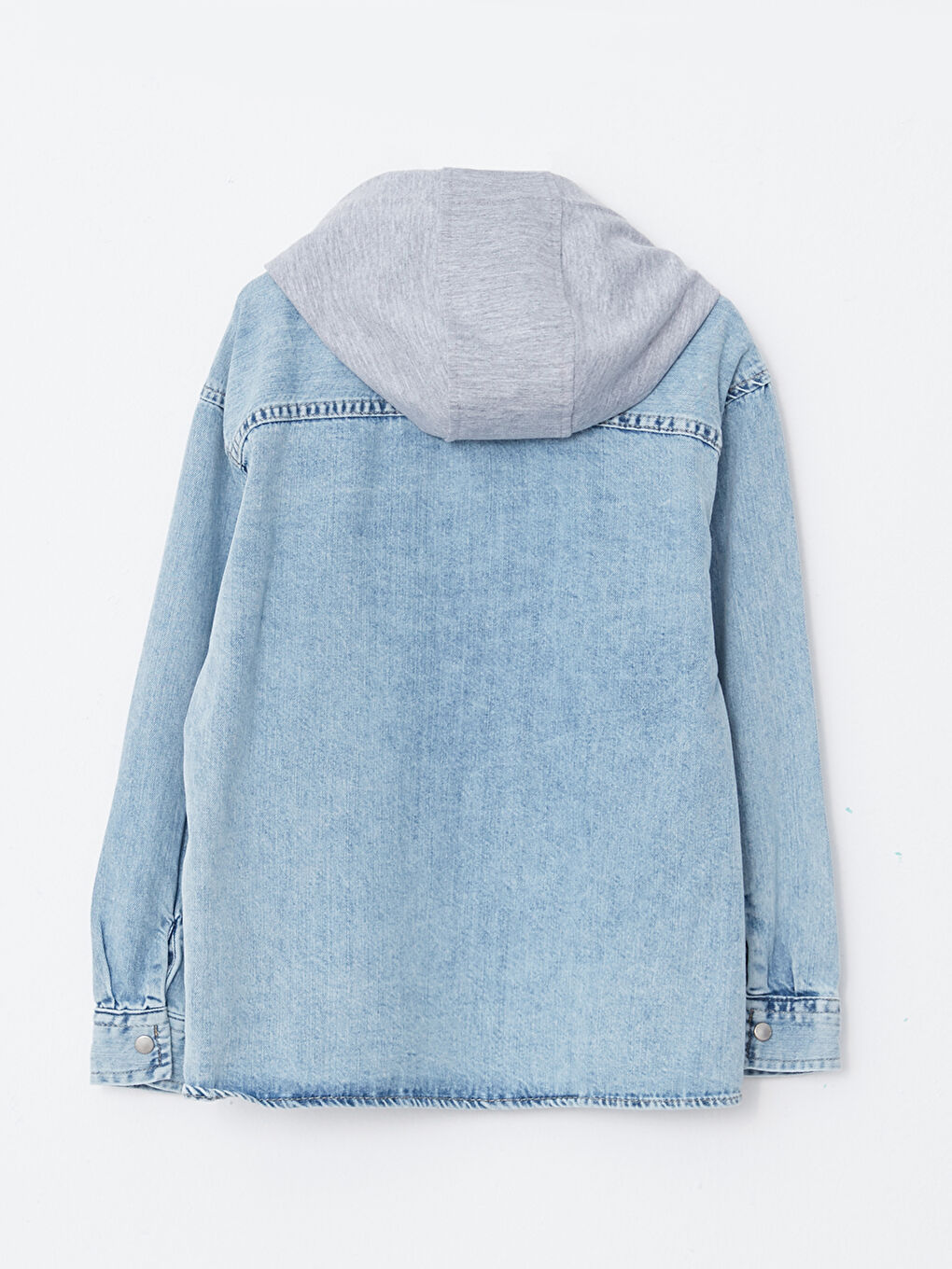 Hooded Basic Long Sleeve Boy Jean Shirt-1