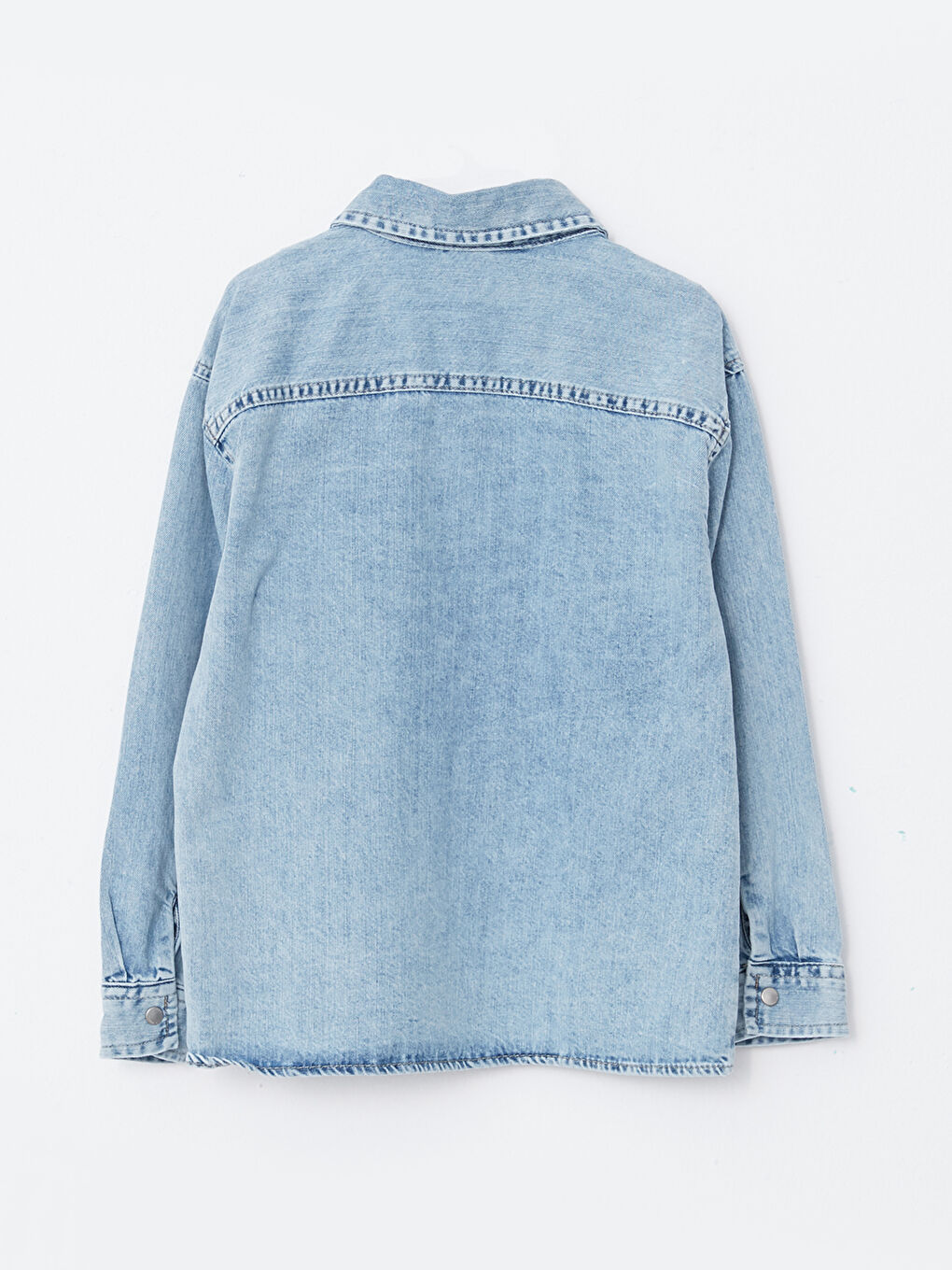 Hooded Basic Long Sleeve Boy Jean Shirt-2