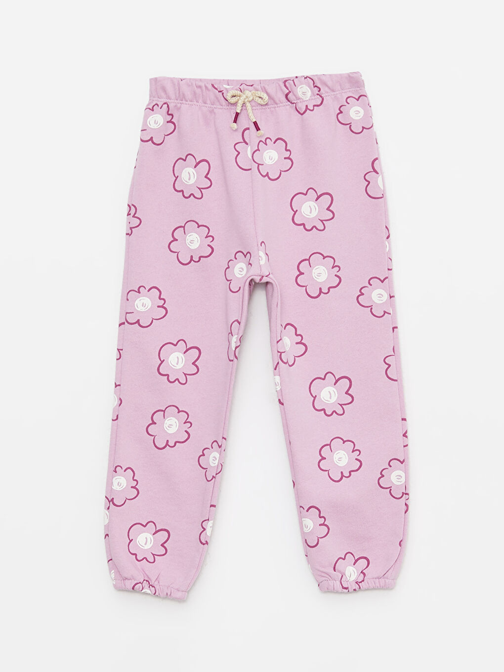 Lila Bisiklet Yaka Uzun Kollu Baskılı Pamuklu Kız Bebek Sweatshirt ve Pantolon 2'li Takım-2