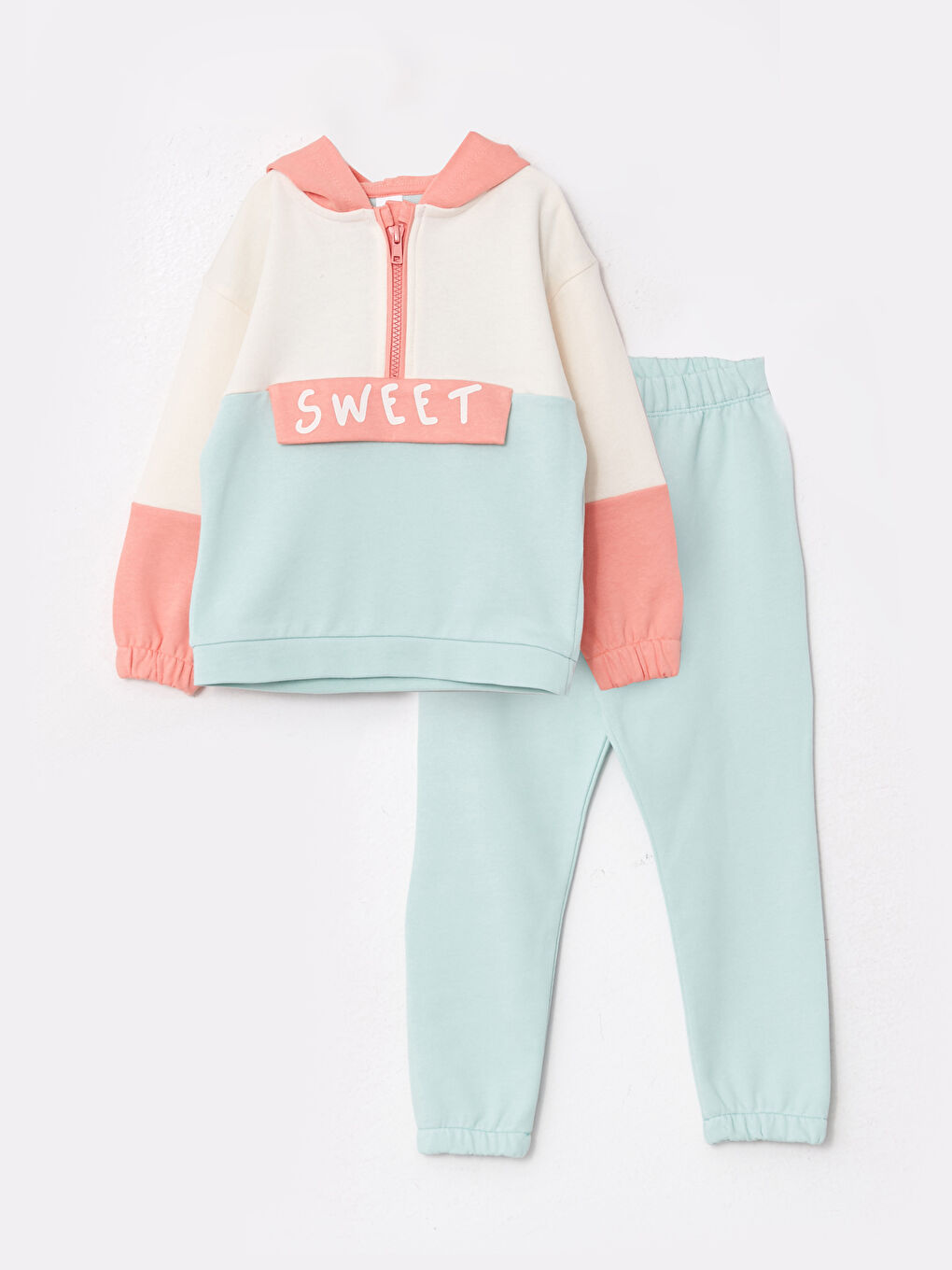 Hooded Long Sleeve Printed Baby Girl Sweatshirt and Trousers 2-Pack Set