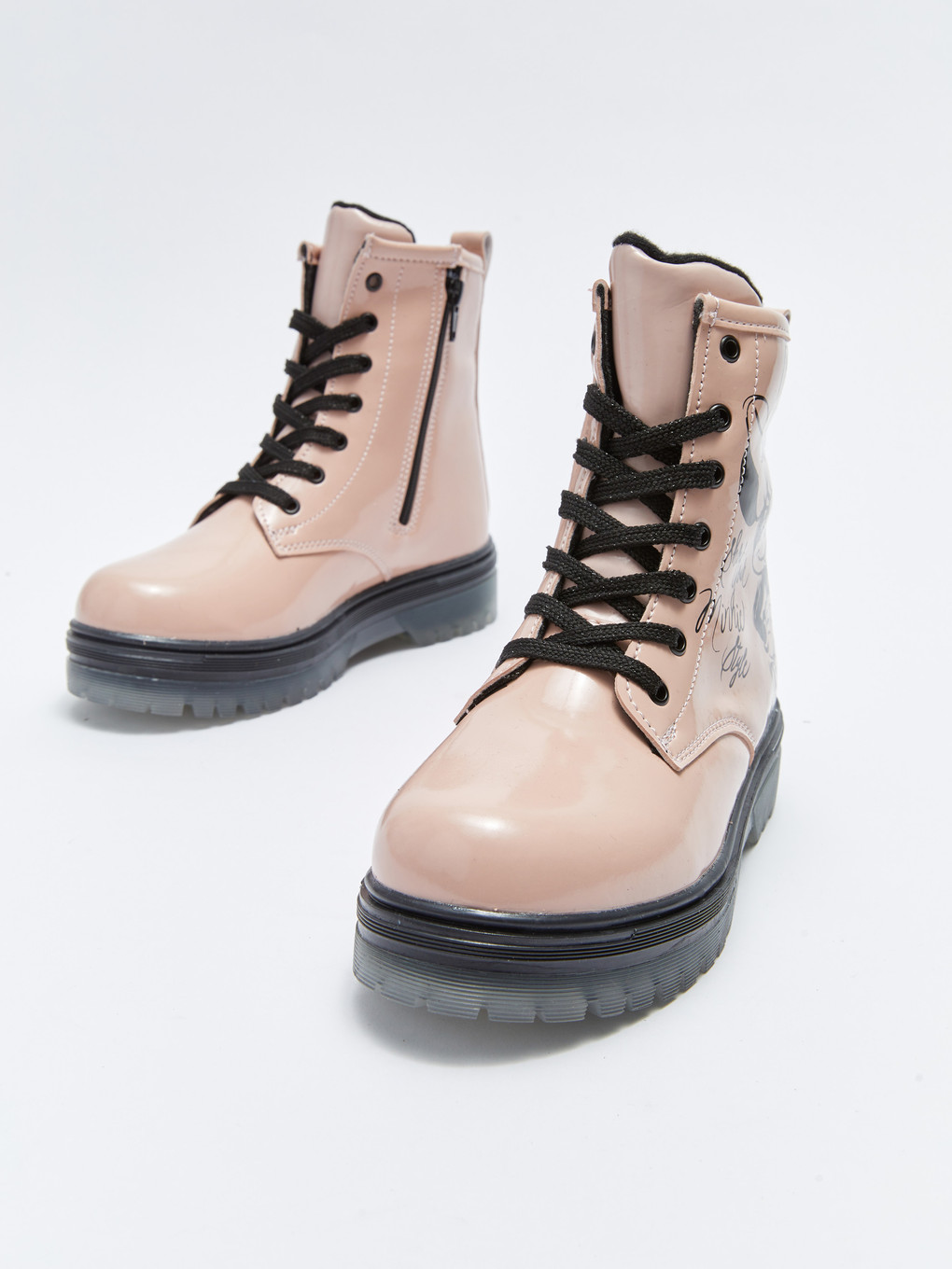 Bottes Pour Filles Imprimées Sous Licence Minnie Mouse Avec Lacets Et Fermeture Éclair-2