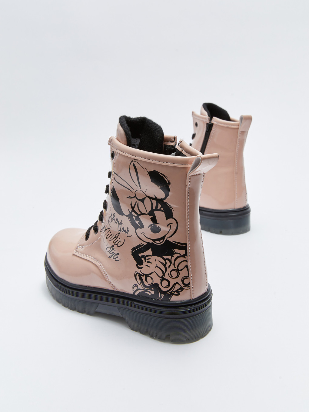 Bottes Pour Filles Imprimées Sous Licence Minnie Mouse Avec Lacets Et Fermeture Éclair-4