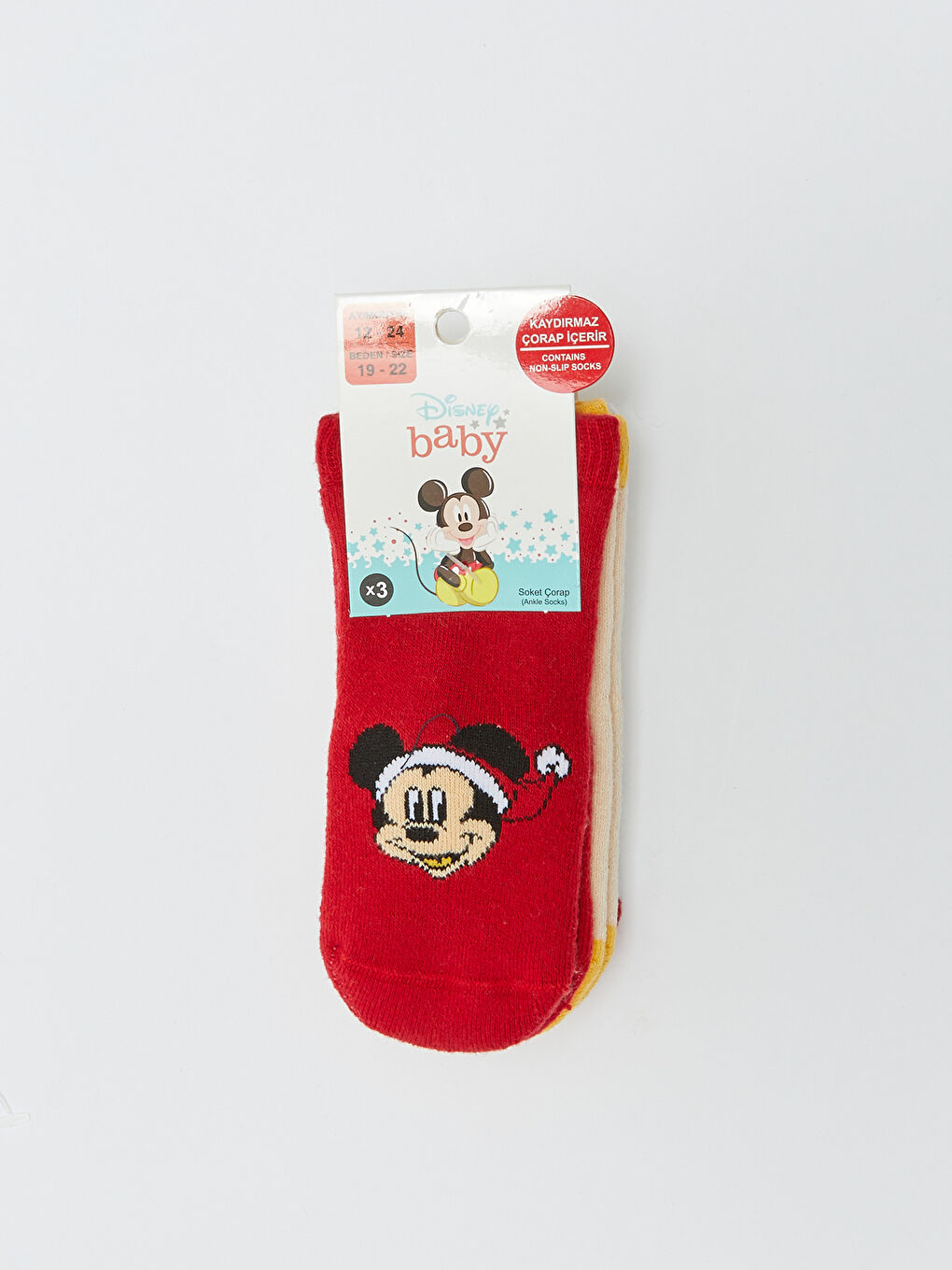 LCW baby Mickey Mouse Printed Baby Boys' Ankle Socks 3-Pack -W2EL48Z1-SNJ
