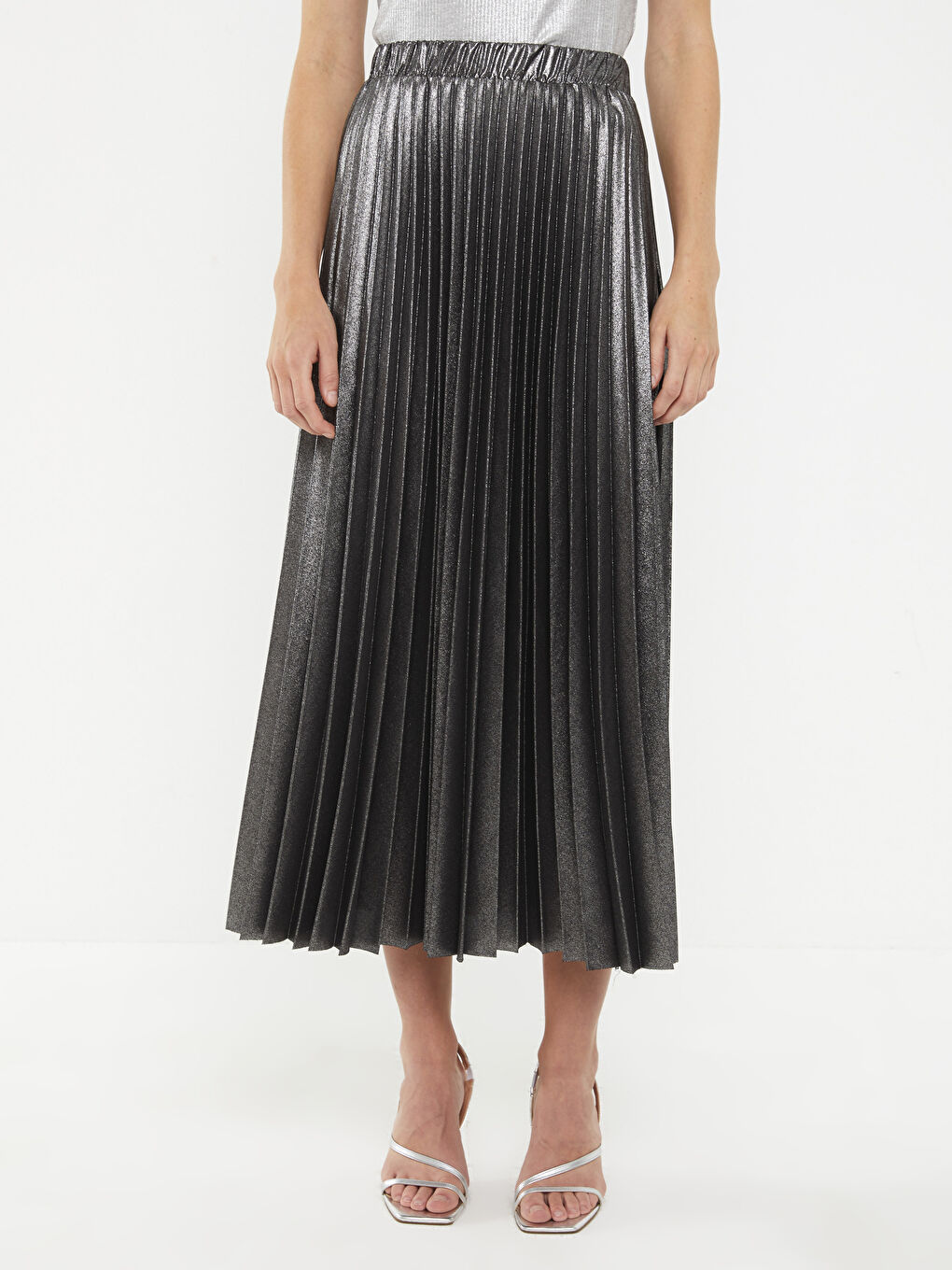 Пола за Жени с Еластична Талия, Плисирана и Изчистена-2