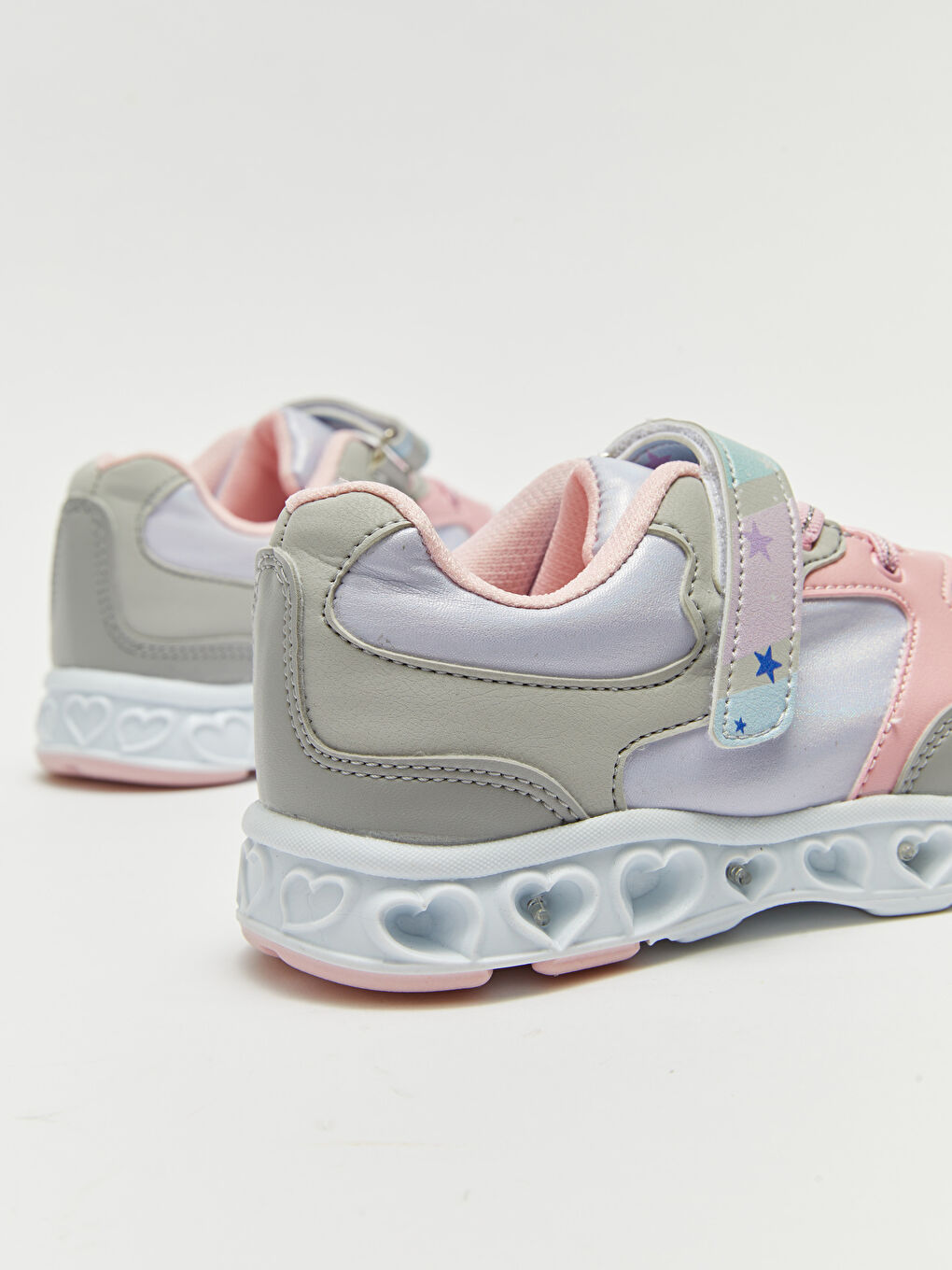 Gri Baskılı Cırt Cırtlı Işıklı Kız Çocuk Spor Ayakkabı-5