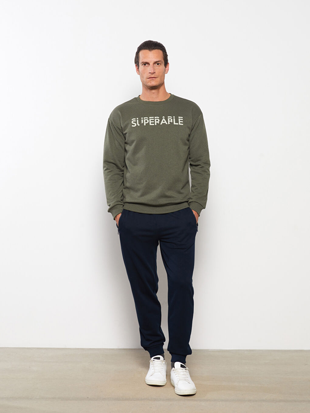 Bisiklet Yaka Uzun Kollu Baskılı Erkek Sweatshirt-2