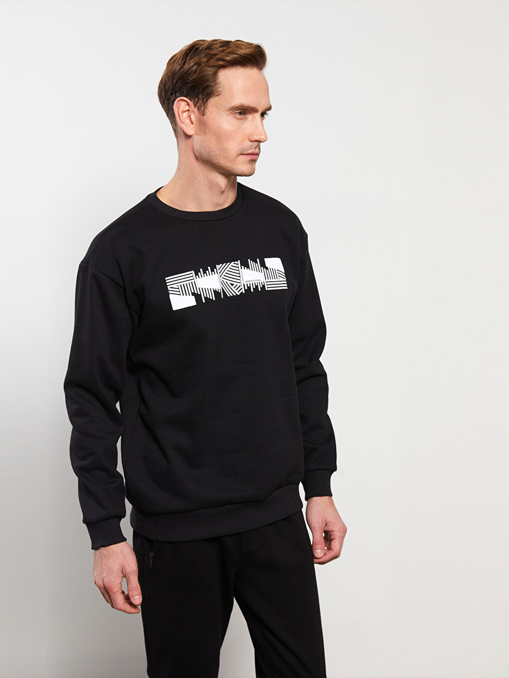 Rundhalsausschnitt Langarm Herren-Sweatshirt-1