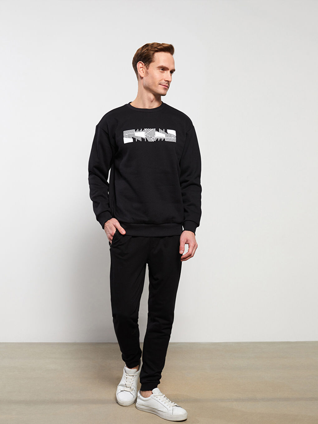 Rundhalsausschnitt Langarm Herren-Sweatshirt-2