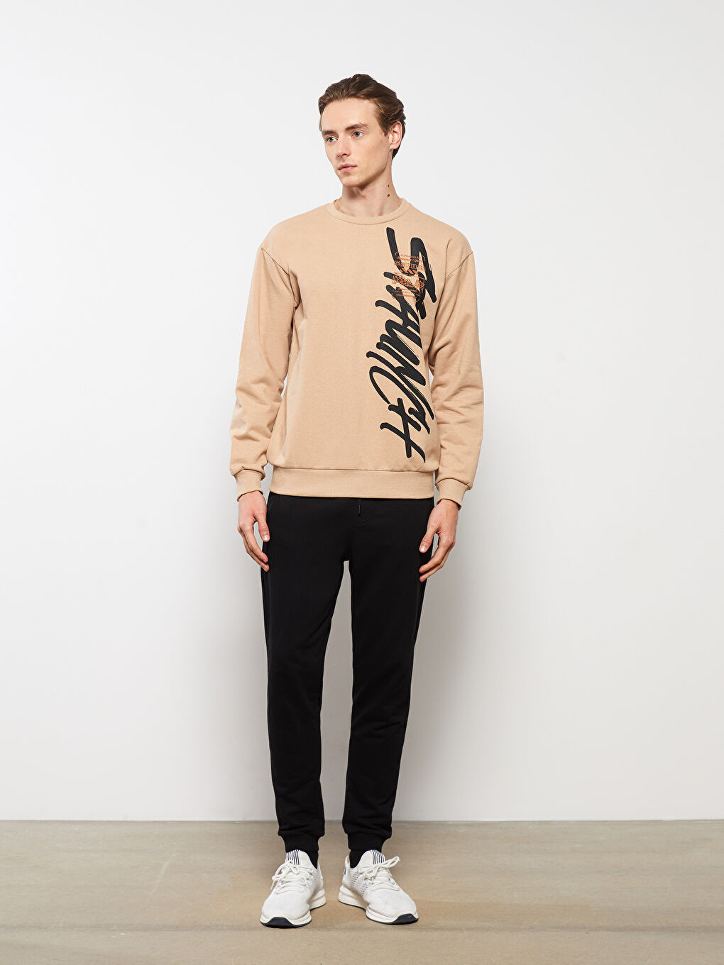 LCW ECO Crew Neck Long Sleeve Printed Men's Sweatshirt -W2EL72Z8-DFE