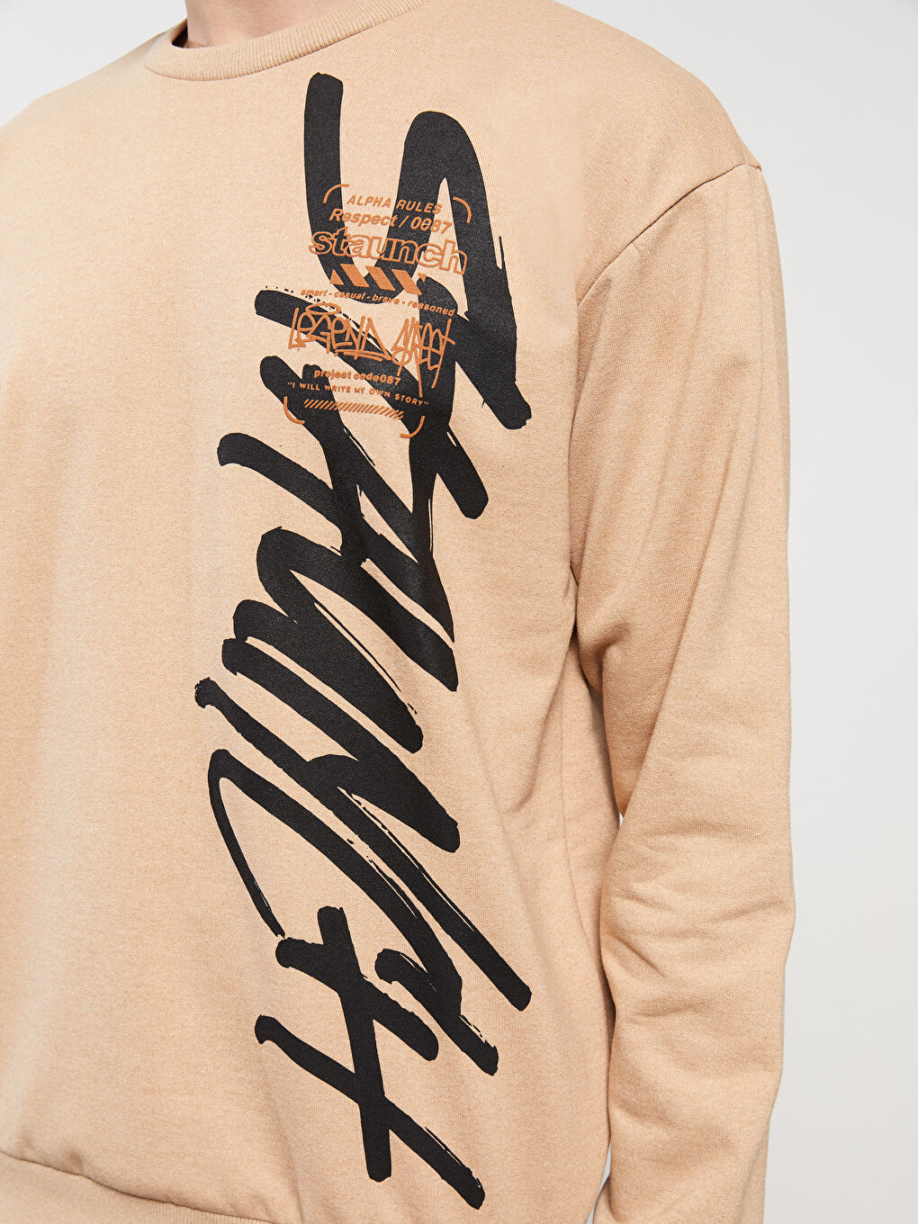 LCW ECO Crew Neck Long Sleeve Printed Men's Sweatshirt -W2EL72Z8-DFE