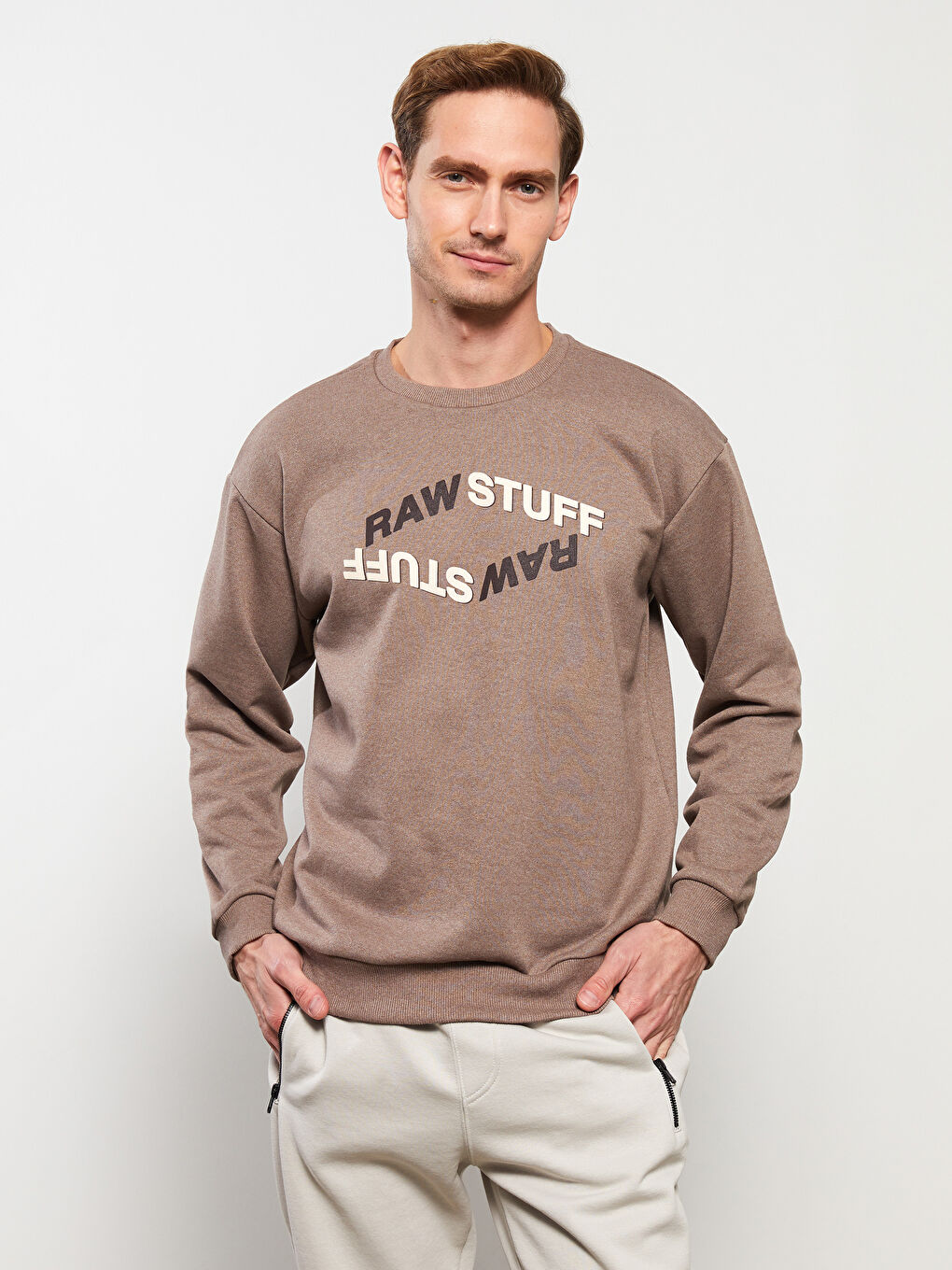 Crew Neck Long Sleeve Printed Men's Sweatshirt