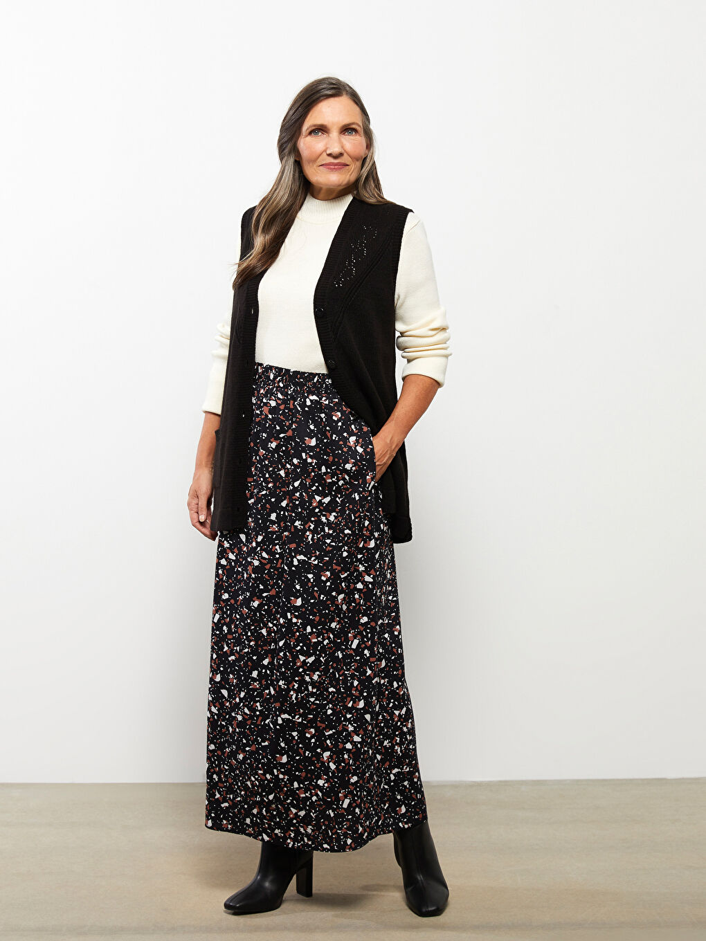 تەنورەی کەمەر لاستیک چاپکراو فۆرمی A ڤیسکۆز بۆ ژنان-1