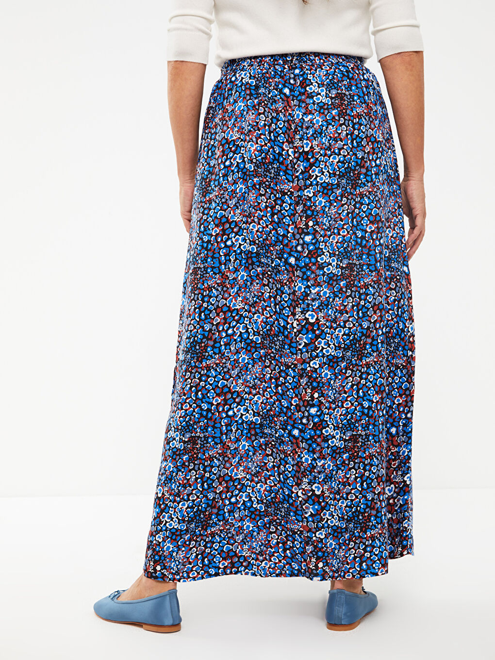 Elastic Waist Patterned A-Cut Viscose Women's Skirt -W2EL74Z8-LQQ