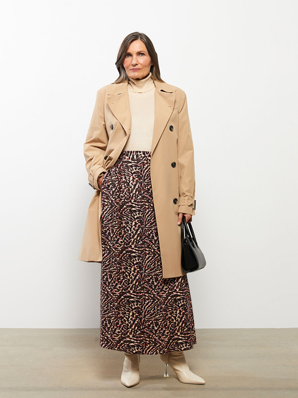 Elastic Waist Patterned A-Cut Viscose Women's Skirt
