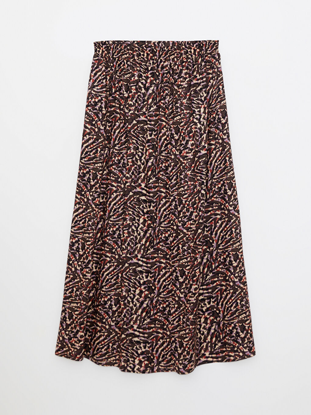 Elastic Waist Patterned A-Cut Viscose Women's Skirt-6