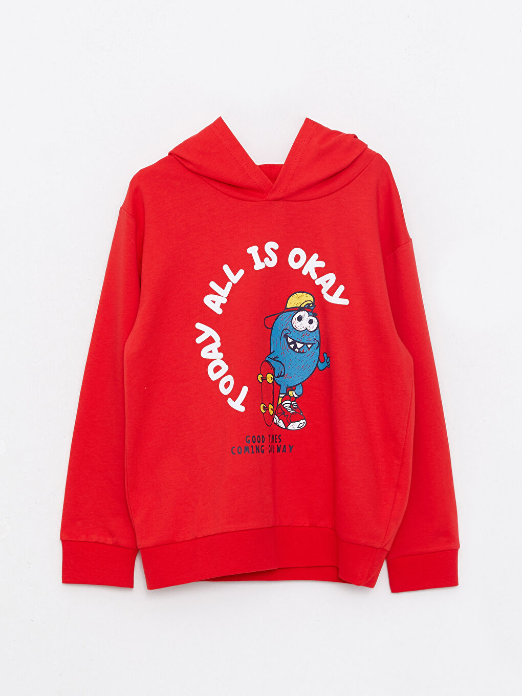 LCW Kids Hooded Printed Long Sleeve Boys' Sweatshirt -W2EL82Z4-GYE
