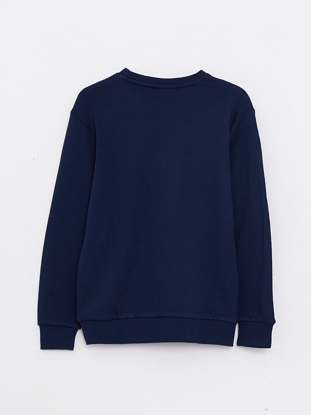 Lacivert Bisiklet Yaka Baskılı Uzun Kollu Erkek Çocuk Tişört-1