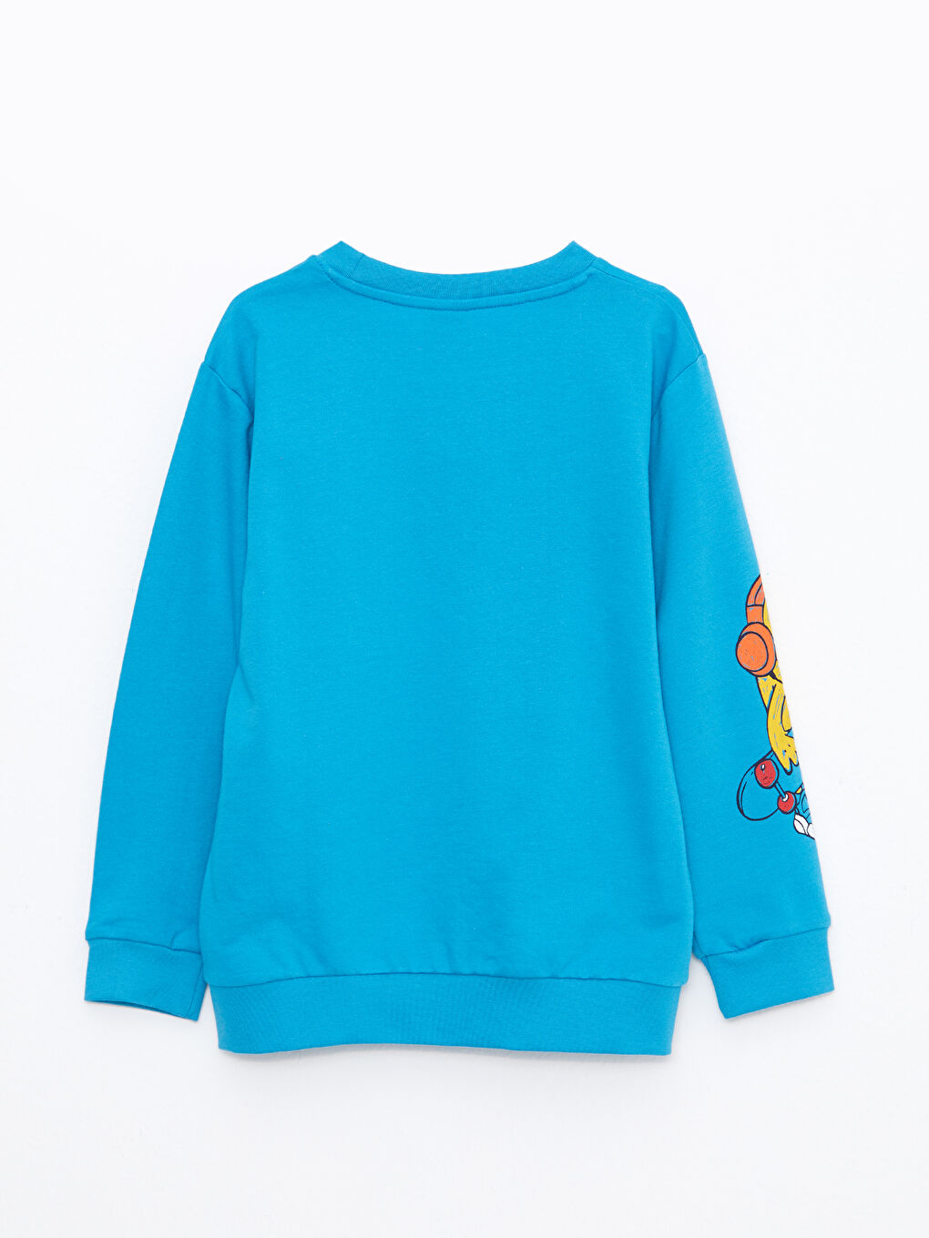 Turkuaz Bisiklet Yaka Baskılı Uzun Kollu Erkek Çocuk Sweatshirt-1