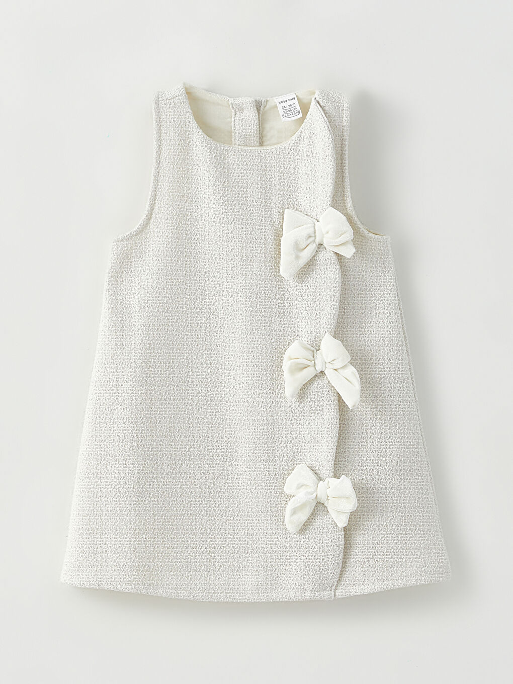 Crew Neck Bow Detailed Baby Girls' Dress-3