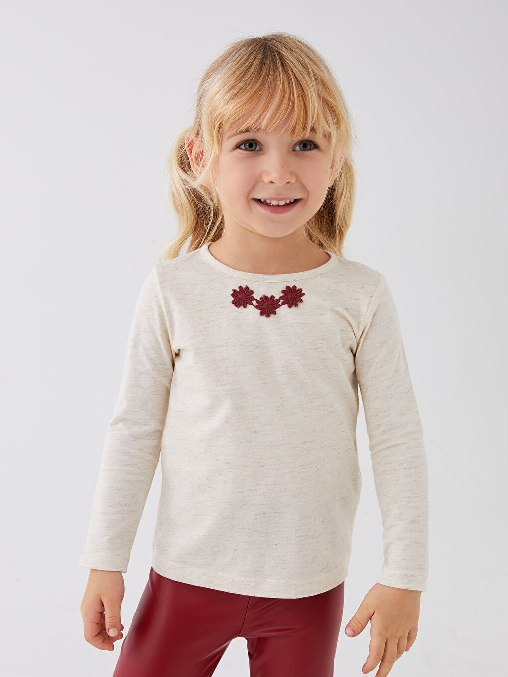 Set 3 Bucăți Bebeluși Fete Mânecă Lungă Guler Rotund-1