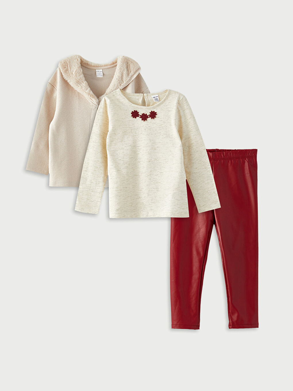 Set 3 Bucăți Bebeluși Fete Mânecă Lungă Guler Rotund-3