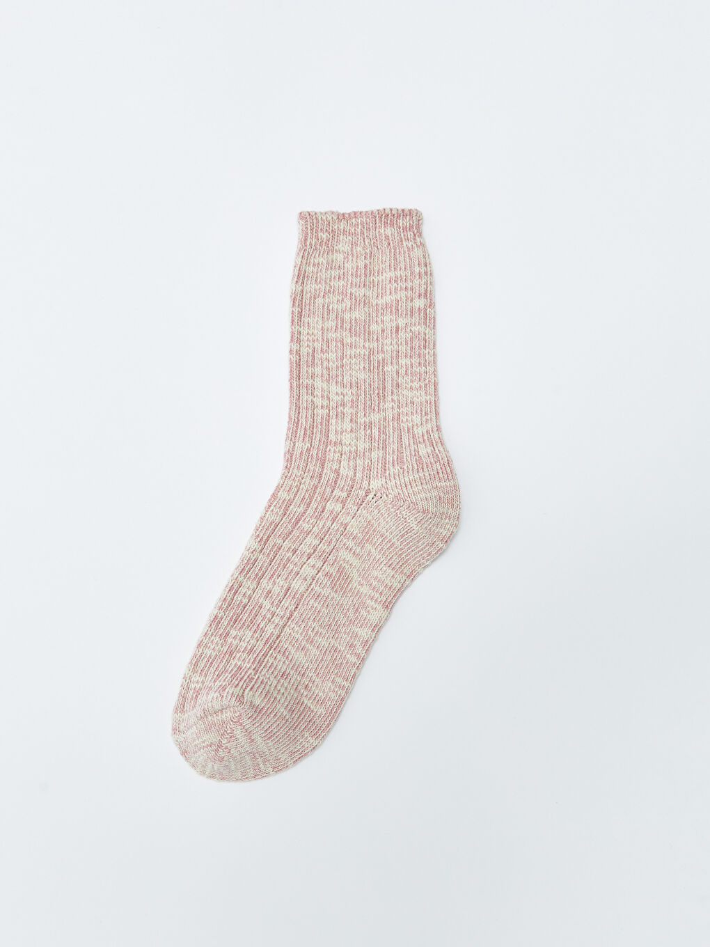Pembe Kendinden Desenli Kadın Soket Çorap-1