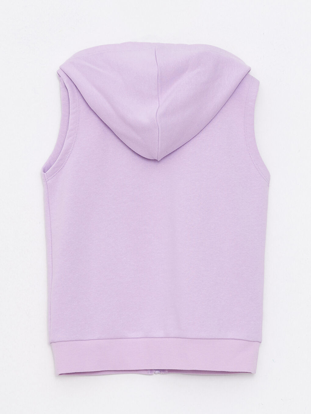 Lila Kapüşonlu Kız Çocuk Fermuarlı Yelek-1